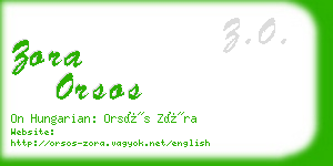 zora orsos business card